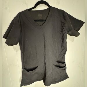 Black V-Neck Women’s Scrub Top with Pockets